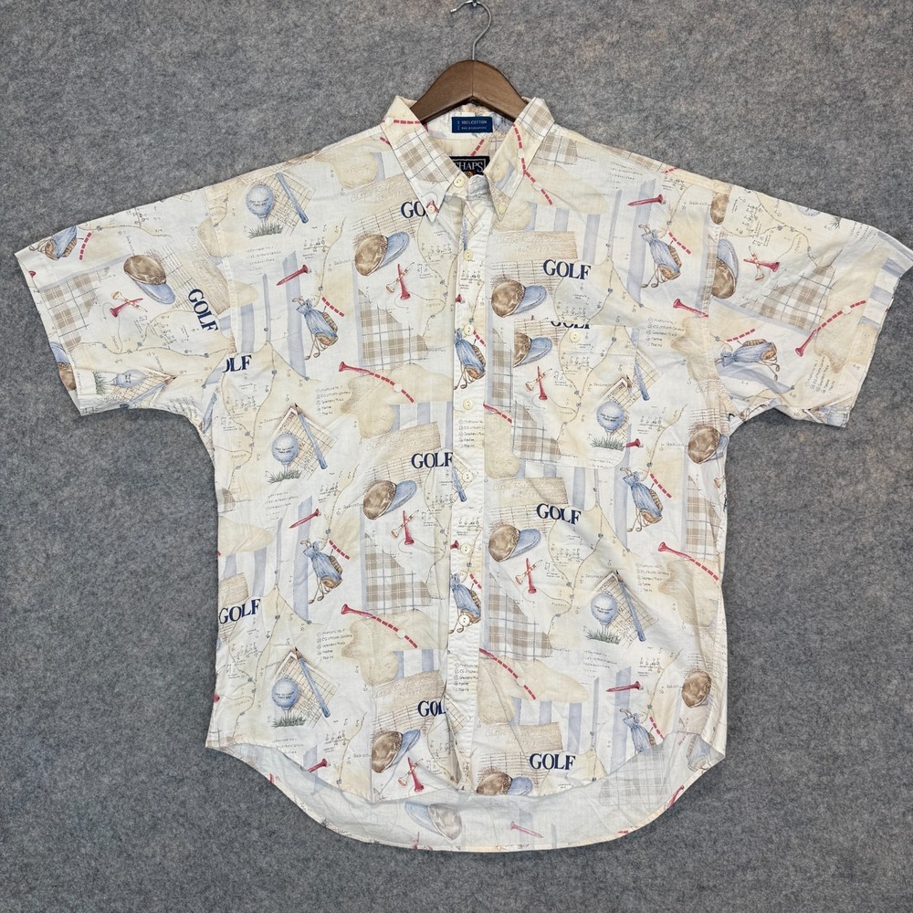 Vintage Chaps Ralph Lauren Golf Graphic Shirt Mens XL AOP Country Club 90s Y2K